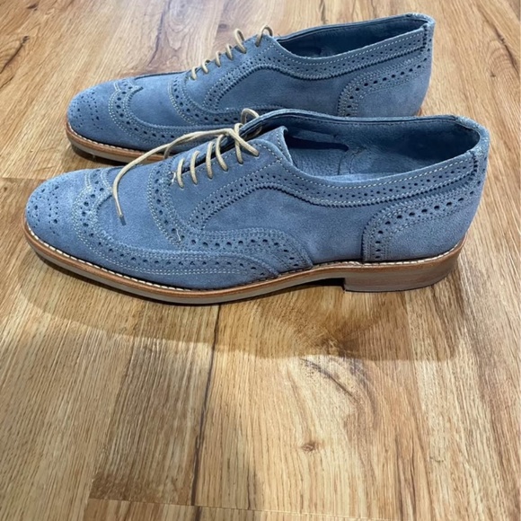 Allen Edmonds Neumok Blue Suede Wingtip Shoes, Size 9.5, Width D